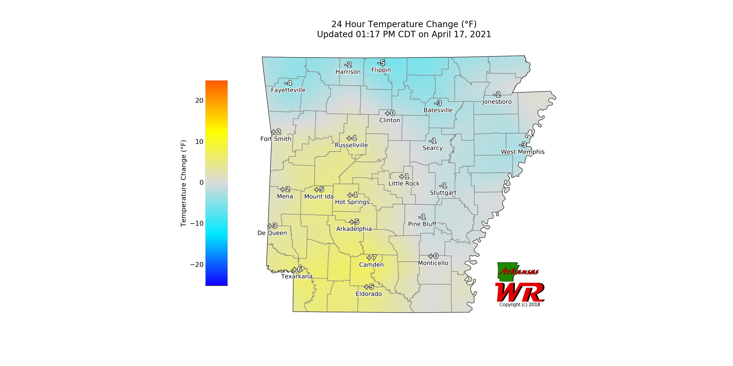 Arkansas Weather 24 Hour Temperature Change