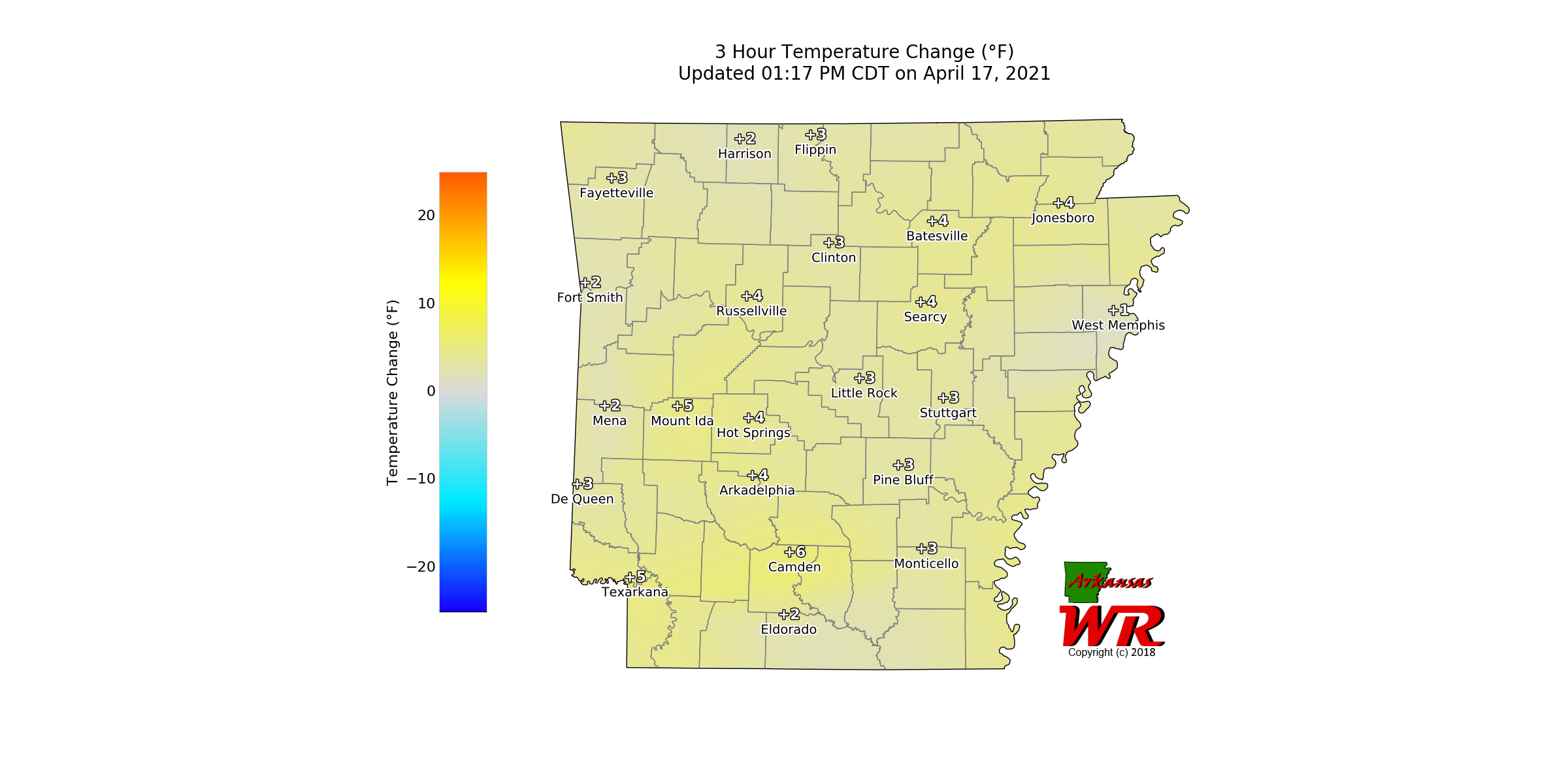Arkansas Weather 3 Hour Temperature Change